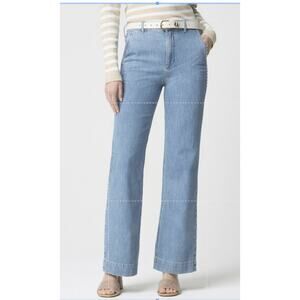 J.Crew Drapey Denim Trouser Jean Womens SZ 28 Medium Blue Wash High-Rise BY994